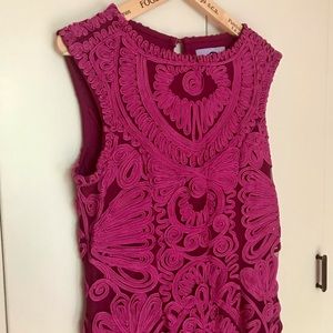 Women’s JS COLLECTIONS Soutache & Mesh Mermaid Fuchsia Gown  sz 12